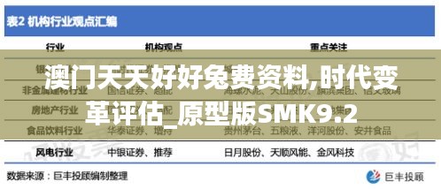 澳門天天好好兔費資料,時代變革評估_原型版SMK9.2